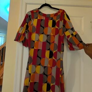 Elle Colorful Geometric Long Sleeve Dress